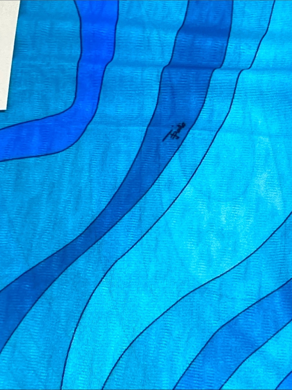 Emilio Pucci Blue & Turquoise Wave-Print Long Sleeve Tee - Picture 7 of 9